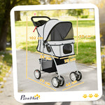 Poussette buggy pliable animaux chariot pliante chien chat porte-gobelet panier de rangement 75 x 45 x 97 cm gris