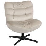 Fauteuil de salon pivotant, chaise rembourrée en chenille sans accoudoirs, assise et dossier larges, 70x80x82cm, crème