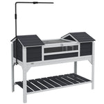Maison tortue terrestre extérieure enclos tortue 2 niches support de lampe réglable bois massif 122 x 56,5 x 93 cm gris