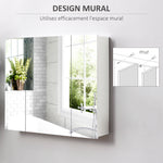 Armoire murale de salle de bain avec 3 portes miroir et étagères réglables en MDF Blanc dim. 70L x 15l x 60H cm