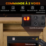 Cheminée électrique effet flammes 3D luminosité réglable 1800 W avec télécommande 81,5 x 30 x 76,2 cm brun effet bois