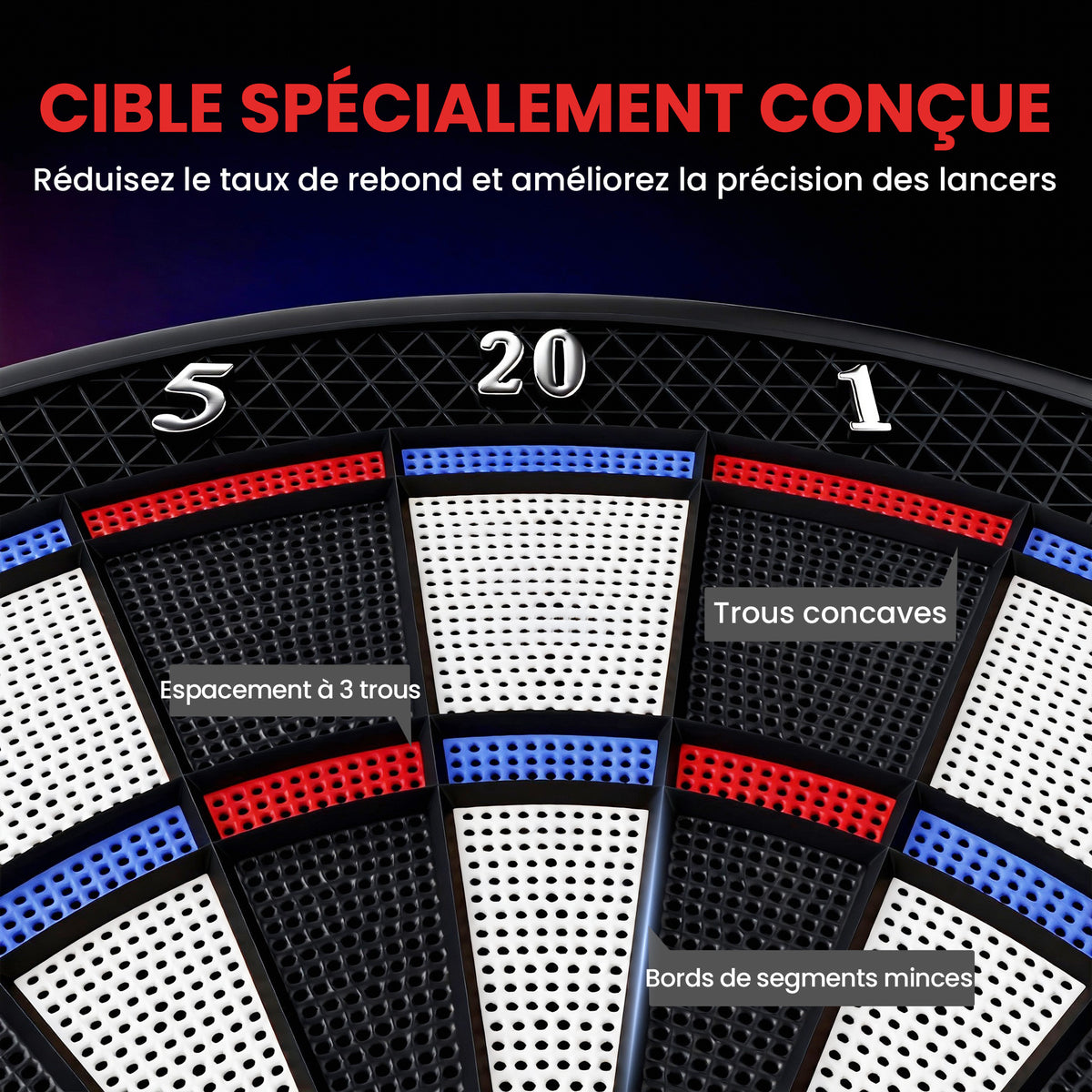Jeu de fléchettes électronique avec embouts souples, doubles écrans LED, 33 jeux, 202 variations, jusqu'à 8 joueurs
