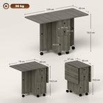 Table de cuisine pliable table à manger pliante 2 plateaux rabattables avec 2 tiroirs 1 placard gris