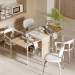 Mesa de cocina plegable para 4 personas, mesa de comedor con 4 nichos integrados para espacios pequeños, dim. desplegada 169L x 62an x 75Al cm, MDF roble claro, acero blanco