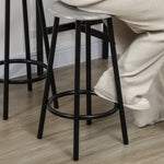 Ensemble table haute et 4 tabourets avec Repose-Pieds, métal noir et aspect bois pour cuisine salle à manger