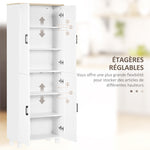 Armoire de cuisine hauteur 170 cm buffet haut avec 4 portes et étagères ajustable, design moderne, blanc