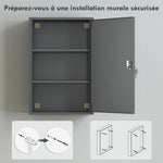 Armadietto portamedicinali a 2 ripiani, 3 livelli, chiudibile a chiave, dim. 40L x 18P x 60A cm, 2 chiavi, metallo, grigio fumé