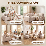 Canapé 3 Places en Chenille 320 cm, Canapé Modulaire, Assise et Accoudoirs Extra-Larges, Entièrement Compressé, Beige