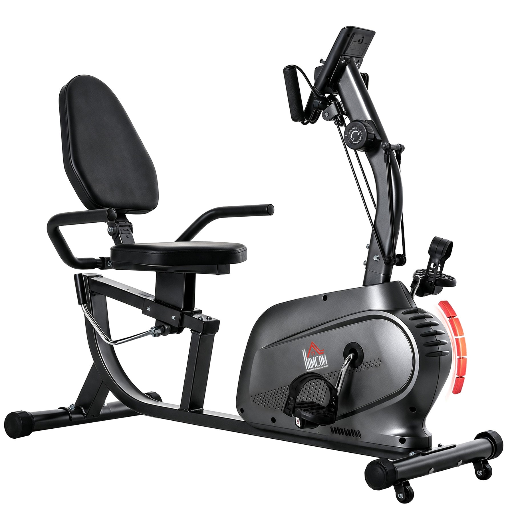 Vélo d'Appartement Semi-Allongé avec Roulettes - Vélo Couché Magnétique Silencieux pour Rééducation et Seniors - Siège Réglable avec Cordes de Résistance pour Fitness à la Maison, Noir