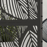 Panneau brise vue décoratif paravent extérieur noir à motif végétal en acier - 122 x 45 x 198 cm, noir