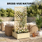 Jardinière avec Treillis Carré Potager Bois Pliable Double Bac à Fleurs pour Plantes Grimpantes 73 x 70 x 170 cm Naturel