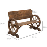 Banc de Jardin 3 Places Style Rustique Chic accoudoirs Roues de Charette Bois Sapin traité carbonisation