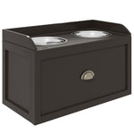 Gamelles Chiens Surélevées, Porte-Gamelles Surélevé Rangement 2 en 1, Tiroir, 2 Gamelles, 60x30x36cm, Marron Café