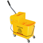 Chariot de nettoyage lavage seau de ménage 20 L avec essoreur et séparateur eau sale propre jaune 60L x 27l x 70,5H cm