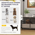 Cage pour chien intérieur, table d'appoint, 100 x 60 x 68 cm, niche, 3 portes verrouillables,  aspect bois noir