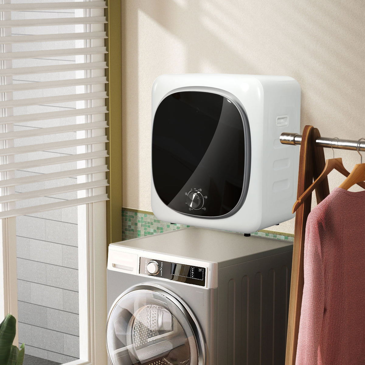 Sèche linge à évacuation électrique 800 W 4 Kg avec 5 modes de séchage, cuve en acier inoxydable, charge frontale