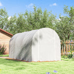 Serre tunnel de jardin 7m², serre de jardin tunnel avec porte et 6 fenêtres, bâche PE 140 g/m² 350 x 200 x 200 cm blanc