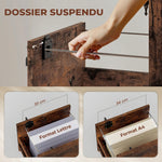 Caisson bureau mobile à 2 tiroirs, meuble rangement bureau sur roulettes pour documents suspendus format lettre, marron