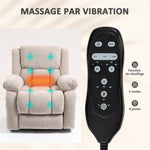 Fauteuil releveur électrique massage et chauffage avec repose-pied, dossier inclinable, télécommande et poche latérale