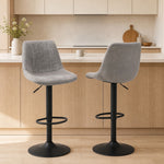 Lot de 2 tabourets de bar style vintage hauteur réglable pivotant avec repose-pied gris