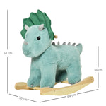 Jouet à Bascule Dinosaure Effet sonore Rugissement Bois peuplier Peluche Courte Polyester Vert d'eau