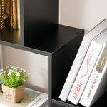 Bibliothèque étagère Zig zag Design Contemporain 70L x 24l x 178H cm Panneaux Particules noir