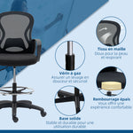 Chaise de bureau assise haute fauteuil de bureau en maille hauteur réglable pivotant avec repose-pied noir