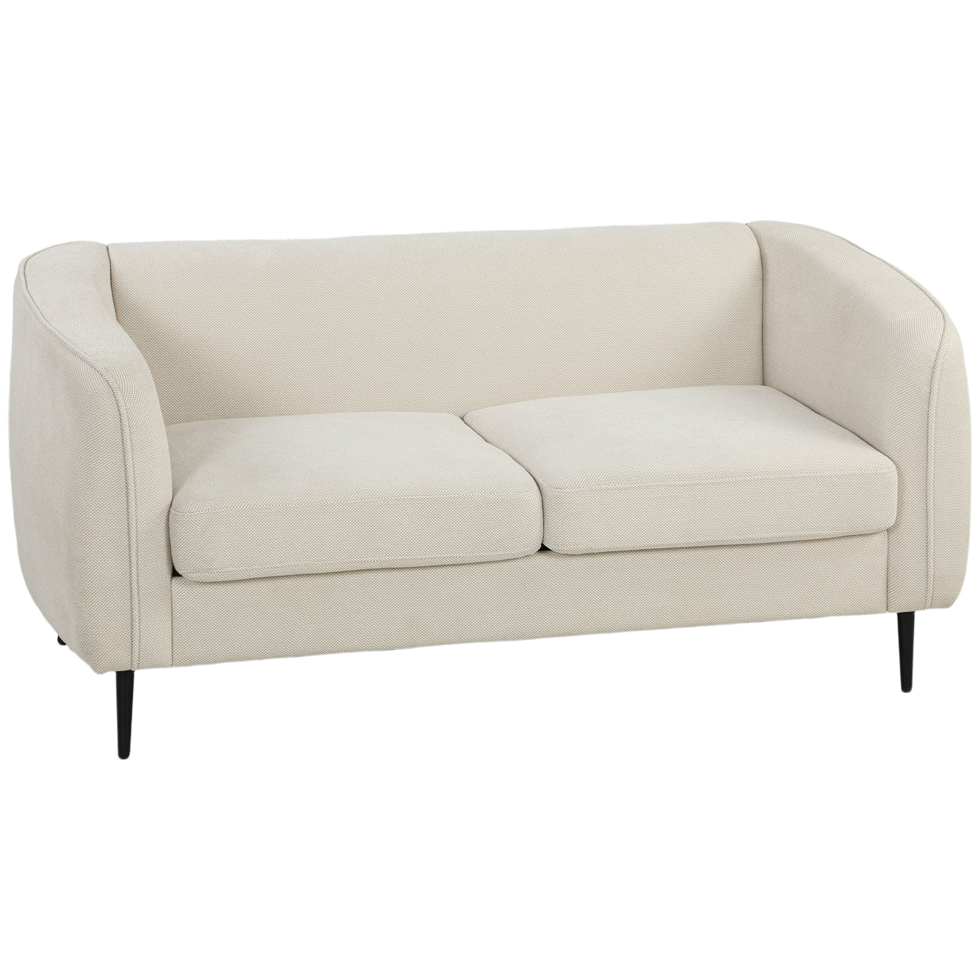 Canapé 2 places en velours, canapé de salon moderne 160 cm, assise large rembourrée, coussin épais à ressorts, beige-0