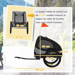 Rimorchio per bici per cani con finestre in rete, catarifrangenti e bandierina di sicurezza 140 x 71 x 83 cm nero
