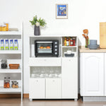 Meuble de micro-onde armoire cuisine meuble de rangement multi-rangements buffet avec 2 placards 4 niches tiroir coulissant dim. 90L x 40l x 120H cm en bois blanc