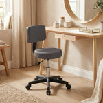 Tabouret massage a roulettes reglable en hauteur pivotant avec dossier ergonomique gris