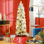 Sapin de Noël artificiel 150 cm avec éclairage LED blanc chaud, 263 branches enneigées, base en métal, réaliste et fin