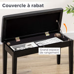 Banc pour piano avec assise rembourrée pieds en bois massif revêtement synthétique 75 x 35 x 49 noir