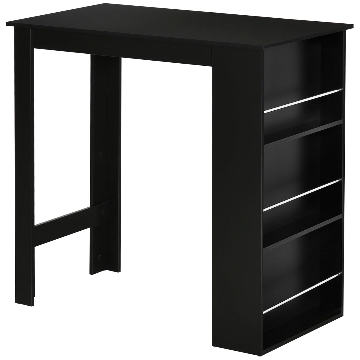 Bar mahai sukaldeko mahai altua zutik jateko mostradorea - neurriak: 112L x 57l x 106H cm - 3 apal - beltza