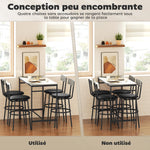 Conjunto de mesa de bar con taburetes, mesa de bar alta y 4 taburetes, estructura de acero, 110 x 55 x 90 cm, blanco