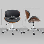Chaise de bureau design vintage hauteur réglable pivotant 360° bois peuplier revêtement synthétique 53 x 53 x 77-87 cm