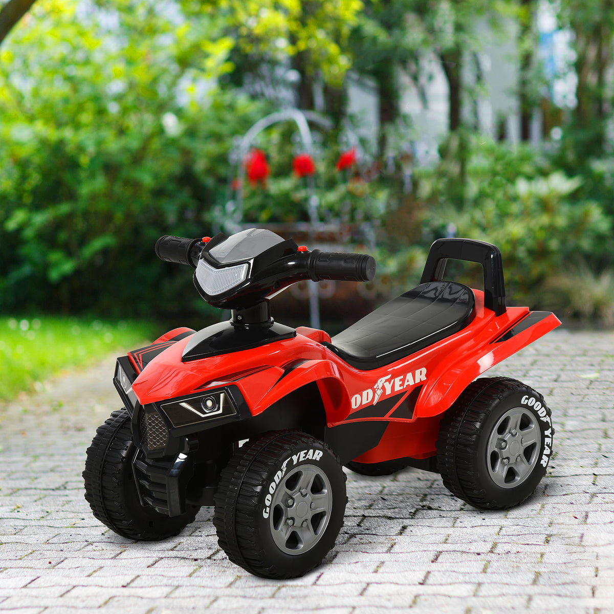 Ride-on Quad for Children 18-36 Months dim. 60L x 31W x 42H cm Light and Sound Effects Red Black