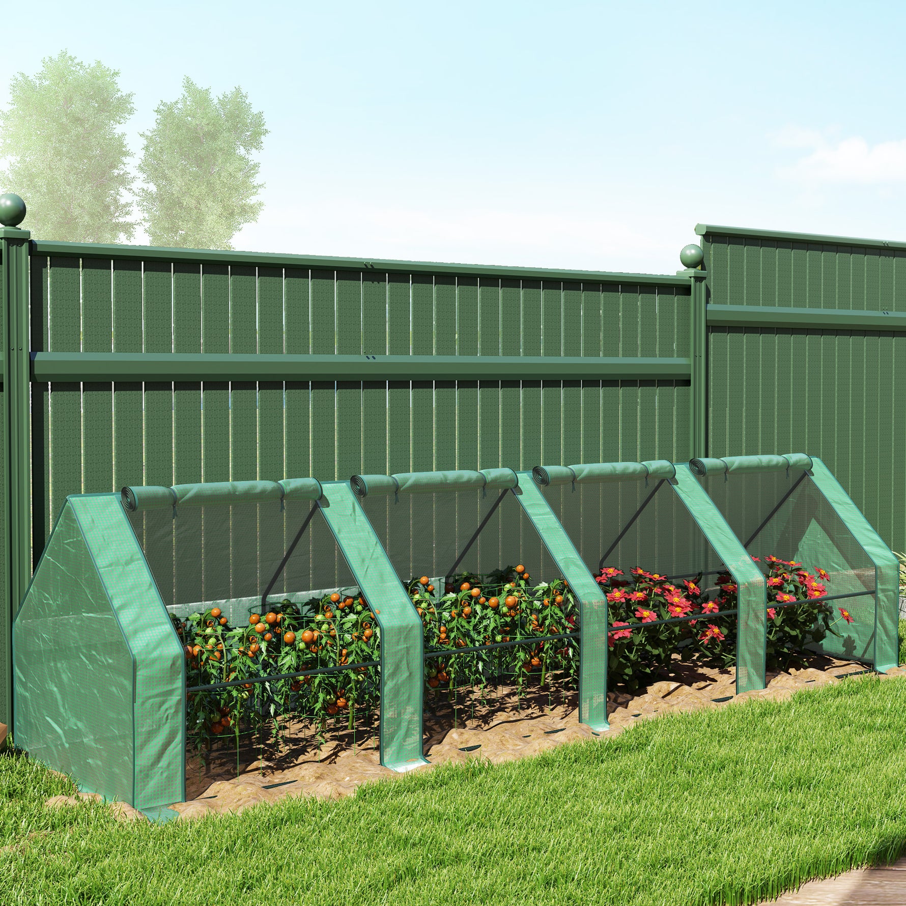 Mini Serre de Jardin mini serre tunnel 4 fenêtres avec Zip enroulables Acier PE 140 g/m² Anti-UV 360x90x90cm Vert