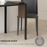 Table à manger pour 4 personnes, table de cuisine avec plateau en verre trempé et pieds en acier, 75 x 75 x 75 cm, noir