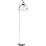 Lampadaire lampe à pied design élégant en métal avec décoration en rotin idéal pour maison bureau restaurant et café 44 x 34 x 154 cm noir