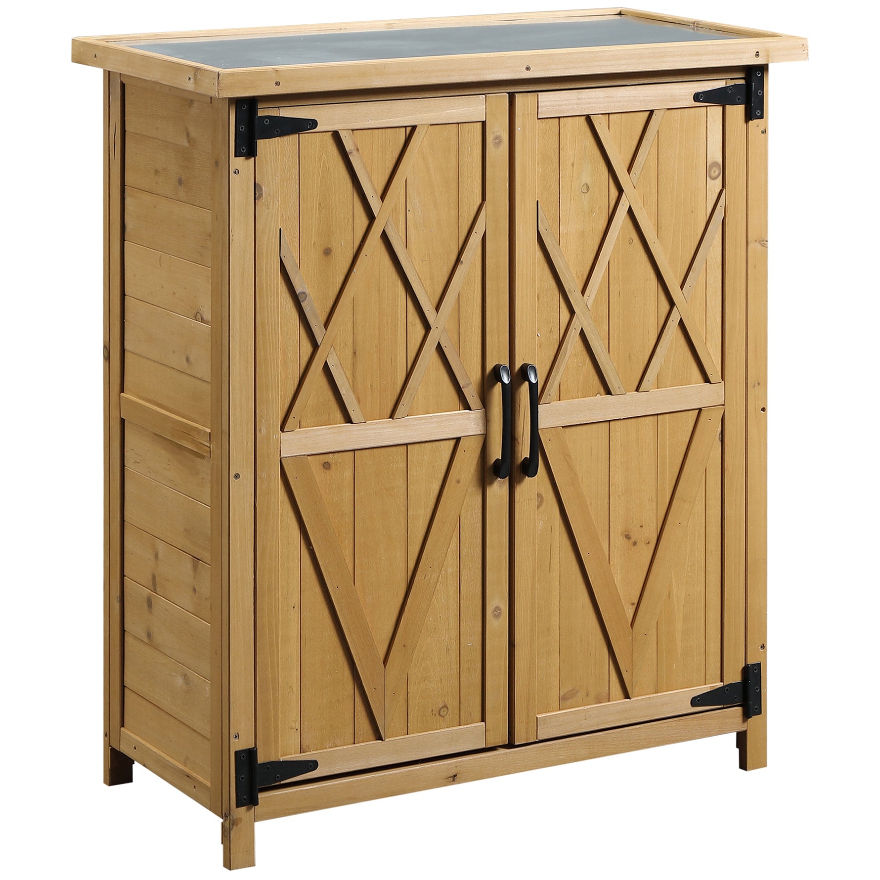 Abri de jardin armoire de jardin 3 étagères 2 portes toit en tôle galvanisé étanche bois sapin 75 x 40 x 90 cm jaune