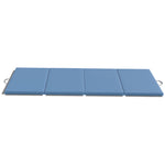 Tapis de gymnastique yoga pilates fitness pliable en 4 avec poignées revêtement synthétique 240 x 120 x 5 cm bleu clair