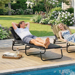 Transat de Jardin Chaise Longue Pliante Bain de Soleil pour Lecture Noir