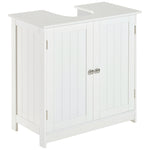Meuble sous lavabo, meuble de salle de bain placard à 2 portes, étagère réglable, anti-humidité, 60 x 30 x 60 cm, blanc