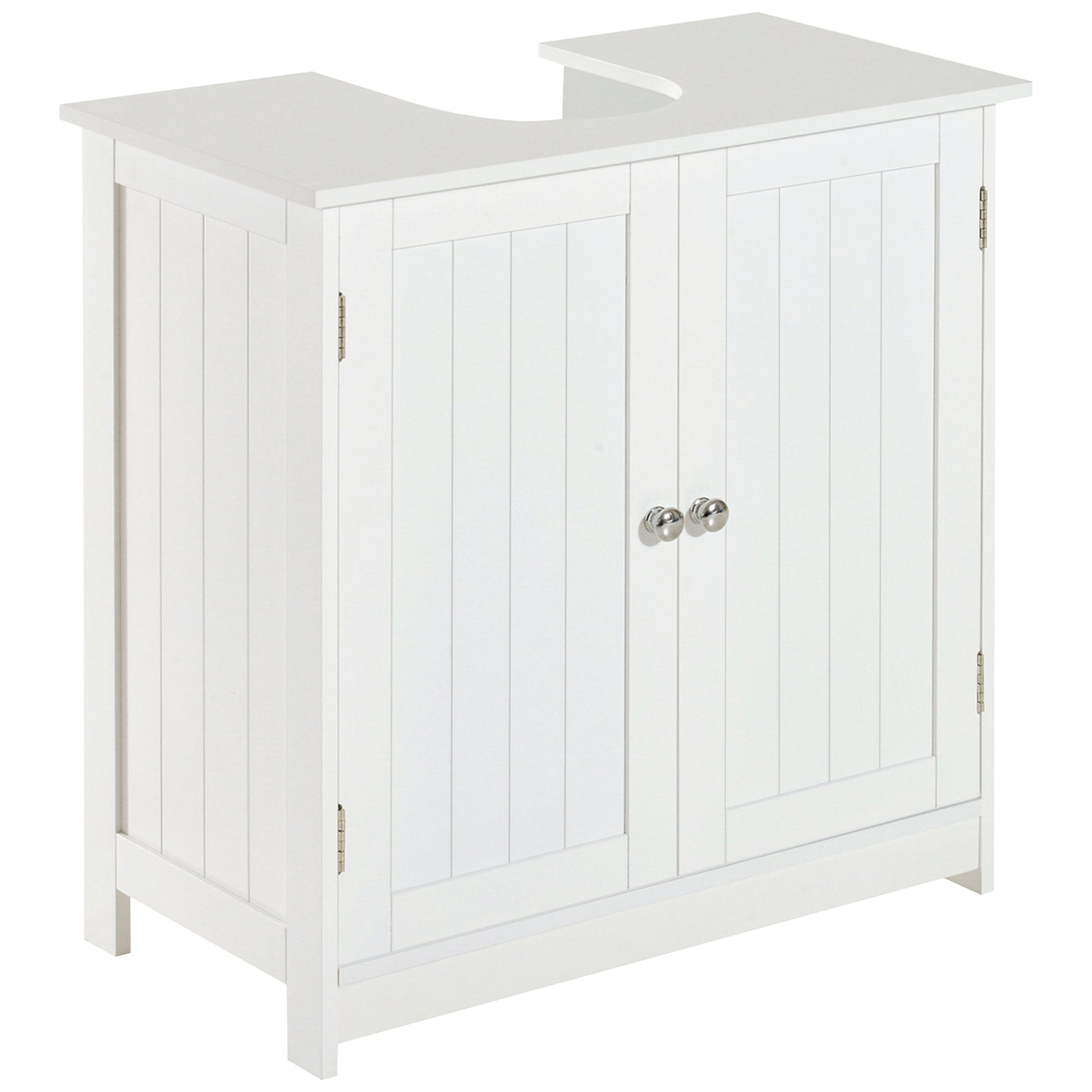 Meuble sous lavabo, meuble de salle de bain placard à 2 portes, étagère réglable, anti-humidité, 60 x 30 x 60 cm, blanc