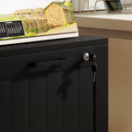 Caisson bureau, meuble rangement bois 2 tiroirs et serrure, barres de suspension réglables, 40 x 40 x 71 cm, noir