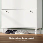 Meuble à Chaussures 32 Paires avec 4 Tiroirs Rabattables, Étagères Réglables, Moderne, 80 x 23,5 x 157 cm, Blanc