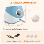 Lanceur de Balles Automatique avec 3 Balles en ETPU, 3 Réglages de Distance 6m/10m/14m, Intérieur et Extérieur, Bleu