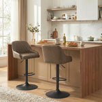 Lot de 2 Tabourets de Bar, Tabourets Hauts Cuisine avec Siège Pivotant et Hauteur Réglable, Marron Foncé