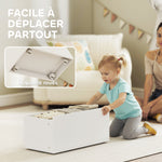 Meuble rangement enfant rangement jouet enfant 6 bacs amovibles et grand coffre à roulettes 100 x 30 x 80 cm blanc